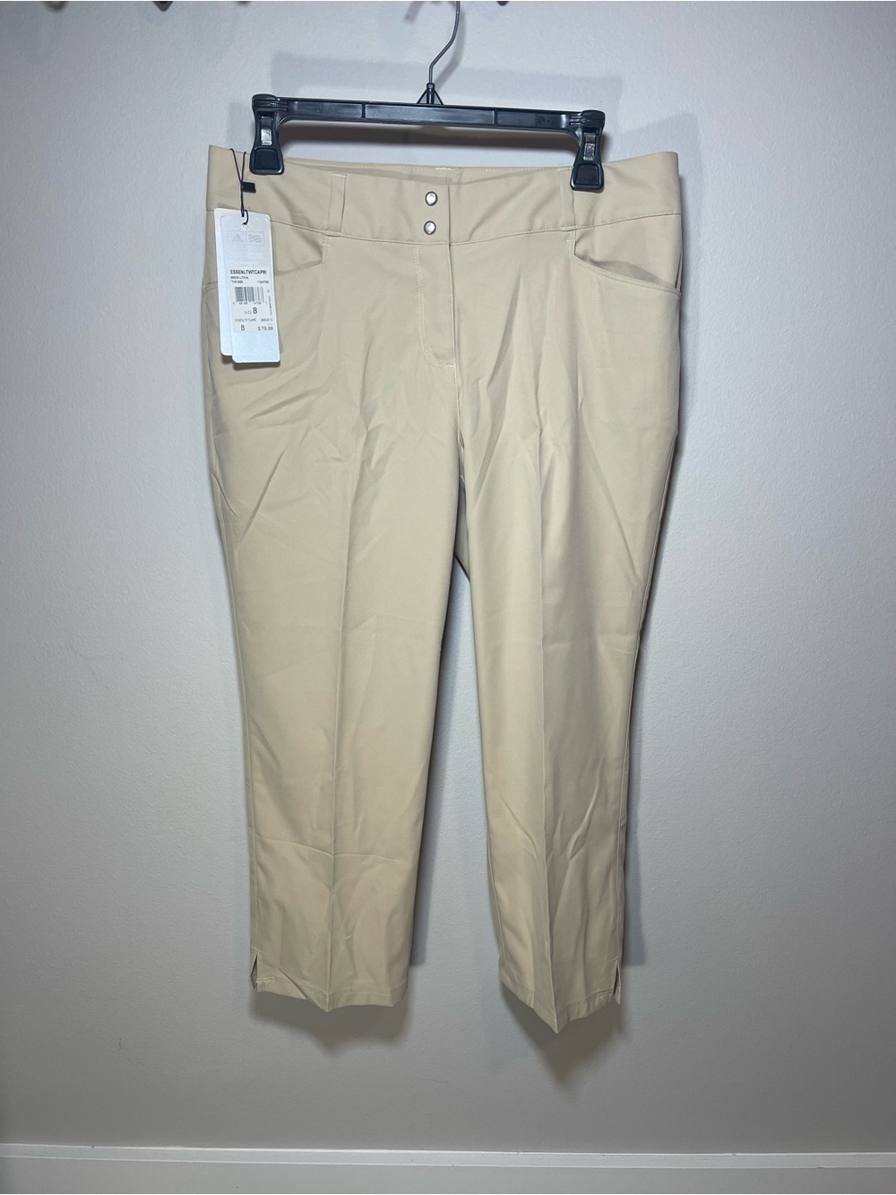 ADIDAS Essential Lightweight Beige Tan Golf Capri Pants Size 8 NWT - Picture 3 of 9